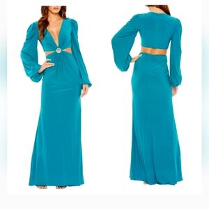 NWT Mac Duggal Ocean Blue Gown